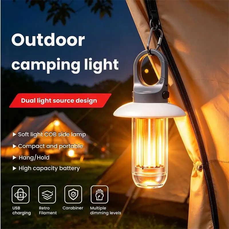 Lampe de poche LED rechargeable avec 5 modes, très puissante, idéale pour le camping, la randonnée, la pêche et les activités de plein air. Accessoire et petit outil pratique pour le camping.