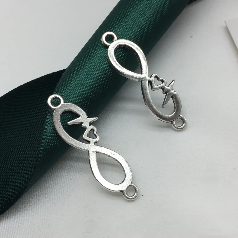 5 قطعة فضية اللون الرجعية الجوف لانهائي عدد 8 القلب ECG سحر ل قلادة سوار صنع DIY بها بنفسك العثور على المجوهرات الإكسسوارات