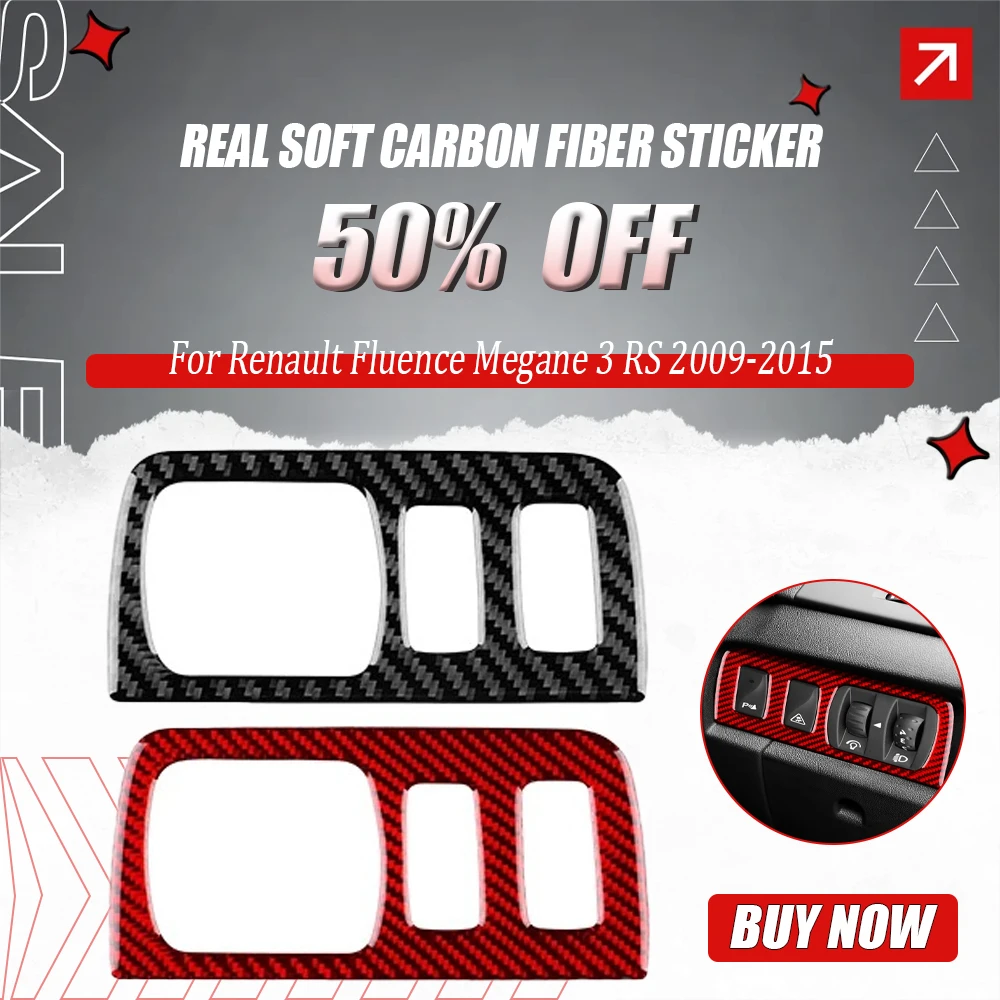 

LHD RHD Car Headlight Button Real Soft Carbon Fiber Sticker For Renault Fluence Megane 3 RS 2009 2010 2011 2012 2013 2014 2015