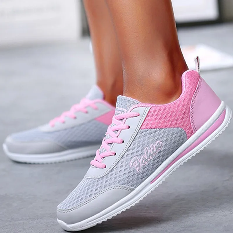 2025 New Sneakers For Women Breathable Fashion Walking Plus Size Sneakers Women Mesh Fabric Lace Up Female Footwear Shoes Women