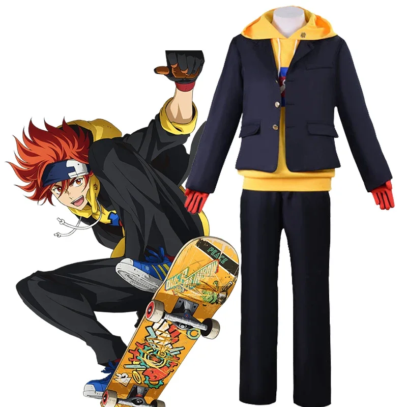 SK8 The Infinity  Cosplay Reki Kyan Costume SK Boys Girls Eight Skateboard Uniform Suit Yellow Hoodie Sweatshirt Black Jacket