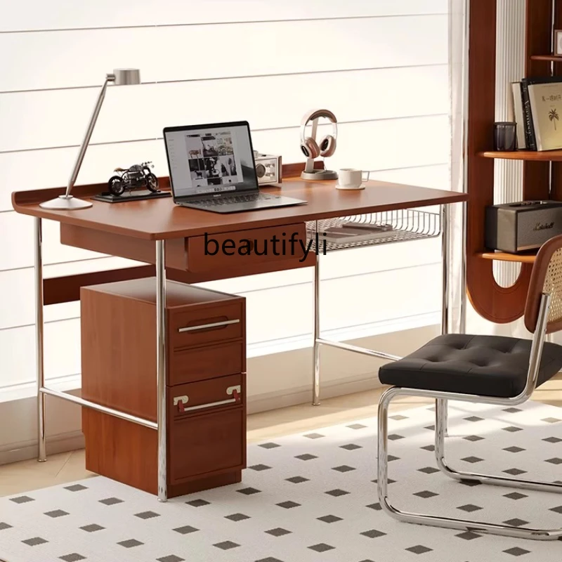 

Vintage medieval solid wood desk Bauhaus computer desk Japanese Nordic office Student writing desk