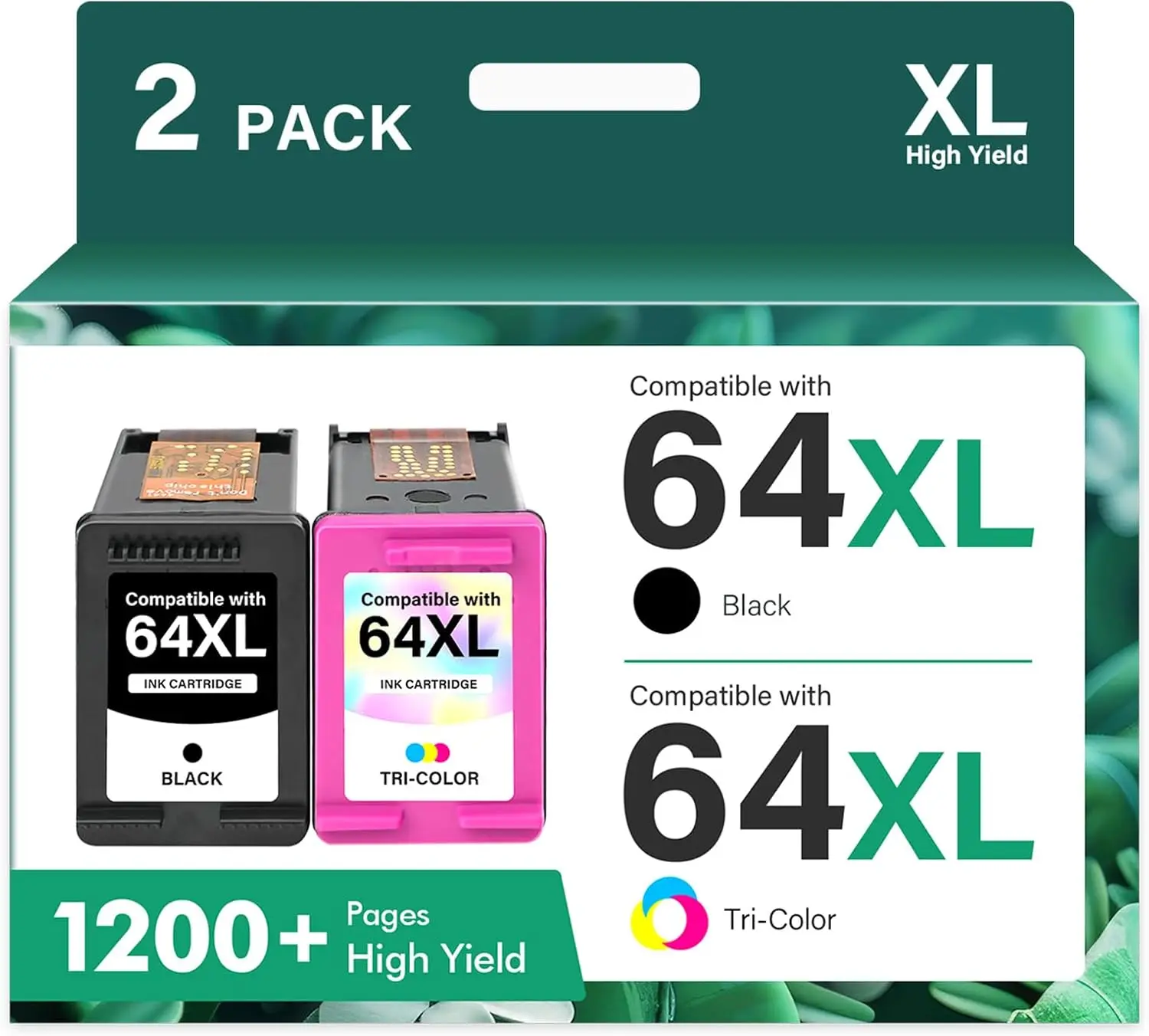 

64XL 64 XL 7900e 7855 Black and Color Ink Cartridge Combo Pack Replacement for HP Printers (2-Pack, Black, Tri-Color)