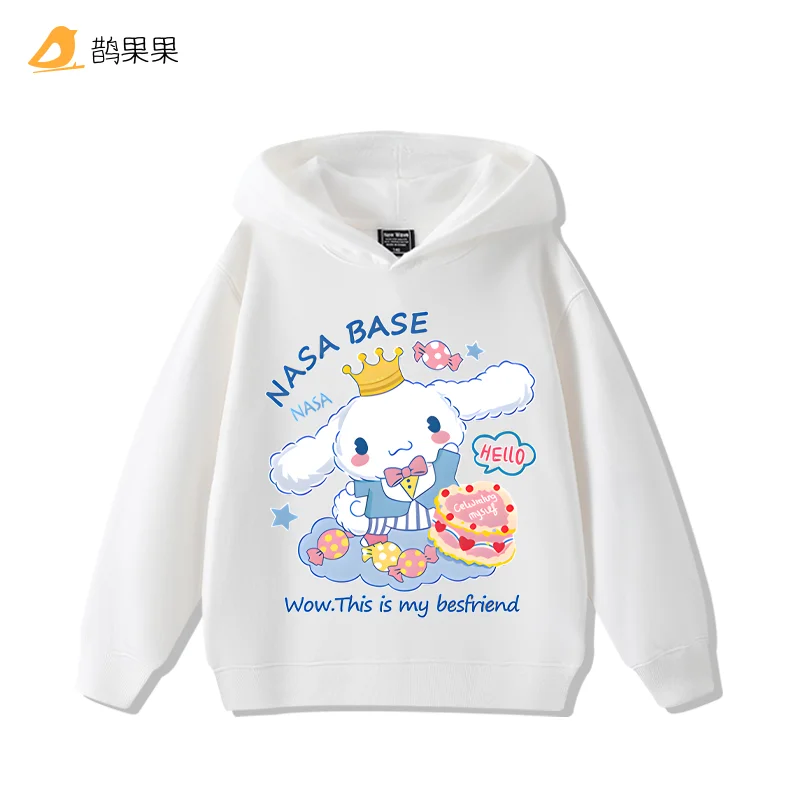 

Sanrio Cinnamoroll с мультяшным принтом для девочек, милая повседневная толстовка с капюшоном, детская осенне-зимняя модная теплая толстовка с капюшоном высокого качества