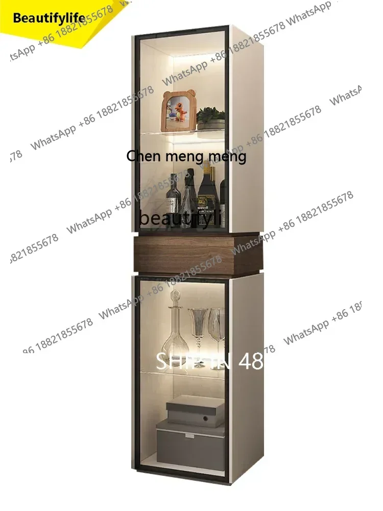 cn8350 ssCorner Cabinet Wine Cabinet Living Room Storage Corner Triangle Kitchen Corner Sideboard Cabinet Glass Door