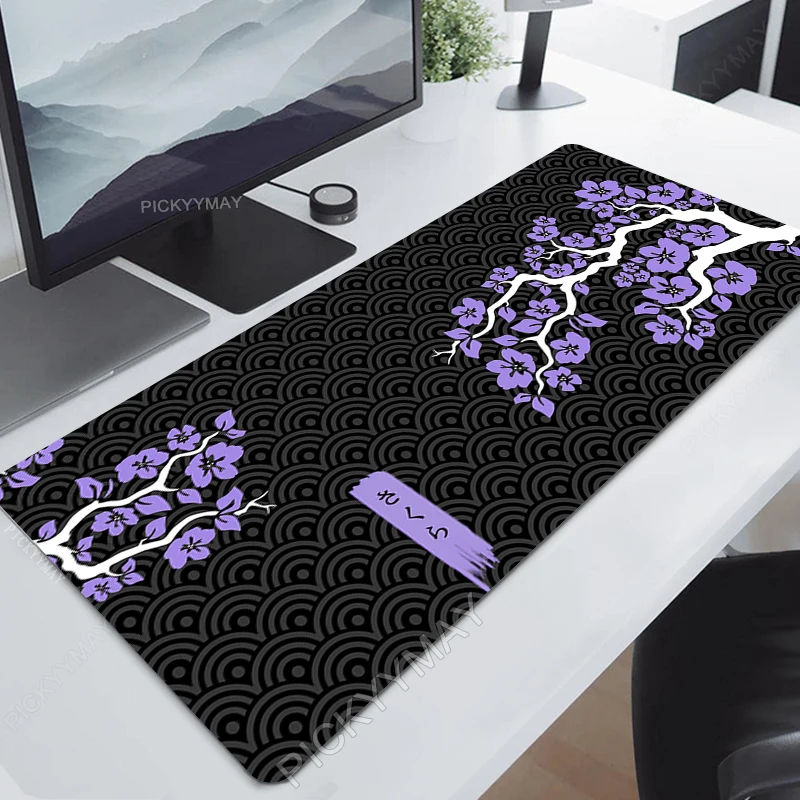 Sakura Mouse Pad Gamer Mousepads Big Gaming Mousepad Purple Flower XXL Mouse Mat Large Keyboard Mat Desk Pad For Computer