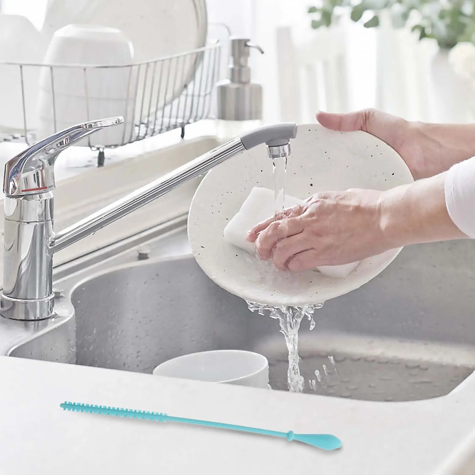 

Soft Tip Silicone Bottle Cleaning Brush Reusable Straw Cleaner Brush for Bottles Long Straws Versatile Kitchen Tool