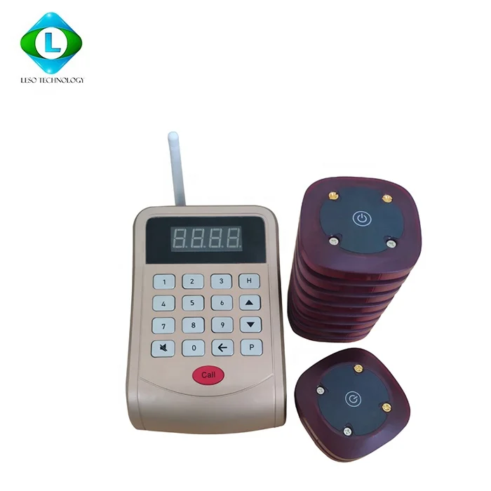 

999 Channel Restaurant Pager Wireless Paging Queuing Calling System 1 Keypad Transmitter+10 pagers customer service