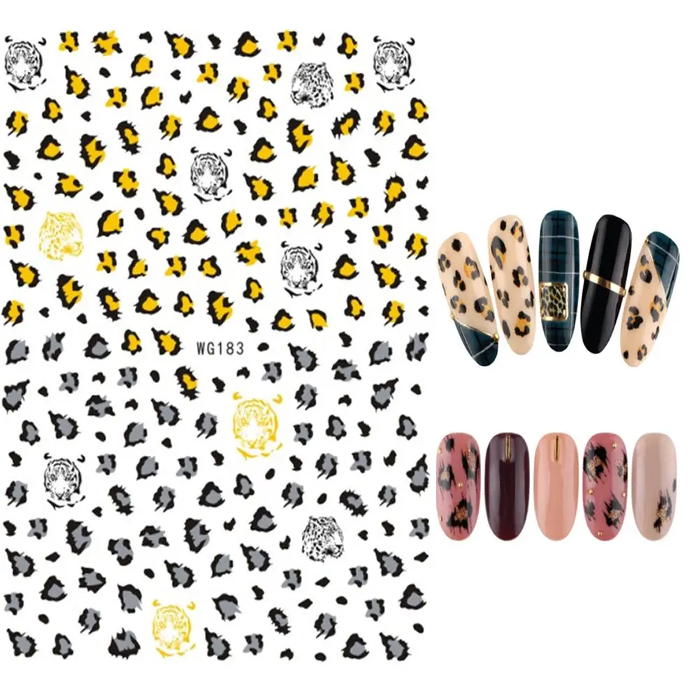 Cartoon Self Adhesive Tiger Leopard Print Manicure Accessories Leopard Nail Stickers 3D Nail Decals DIY Nail Art Decoration