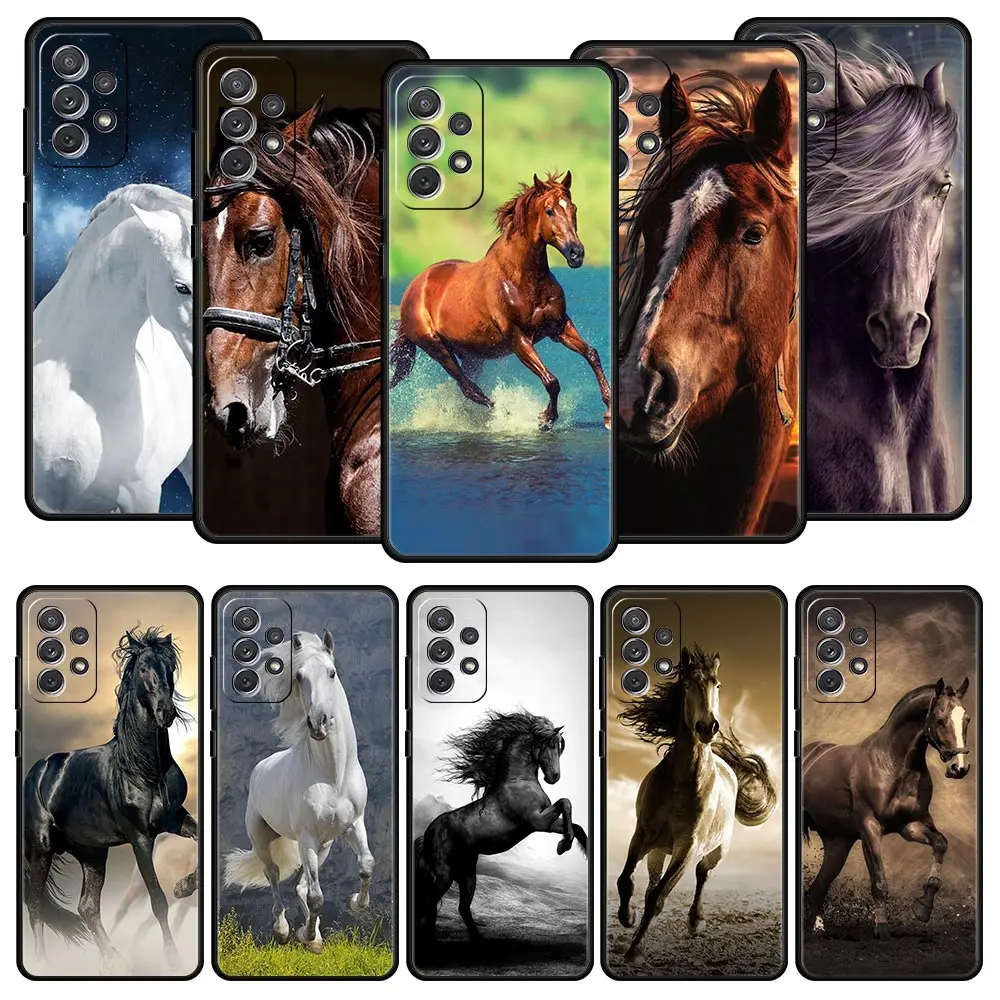 Case For Samsung A17 A15 A13 A51 A71 A41 A31 A07 A05S A35 A55 A23 A25 A33 A53 A73 A57 A37 5G Cover Running Horse Animal