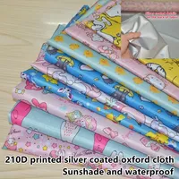 210D Printed Silver Coated Five Part Grid Oxford Fabric Sunscreen Rainproof Fabric Sunshade Curtain Tent Waterproof Cover Fabric