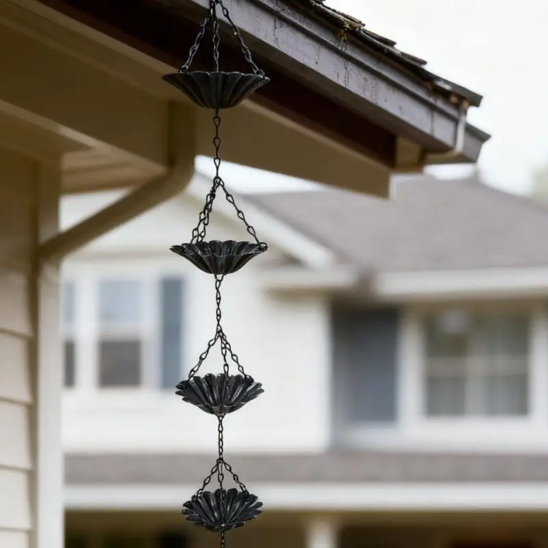 Japanese Style Rain Chain for Outdoor Use Metal Eaves Gutter Drainage Decorative Chain Perfect for Gardens