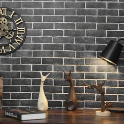 Self-adhesive Wallpaper Gray Brick Pattern PVC Contact Paper Waterproof Detachable Living Room Kitchen Bedroom Wallpaper Sticker