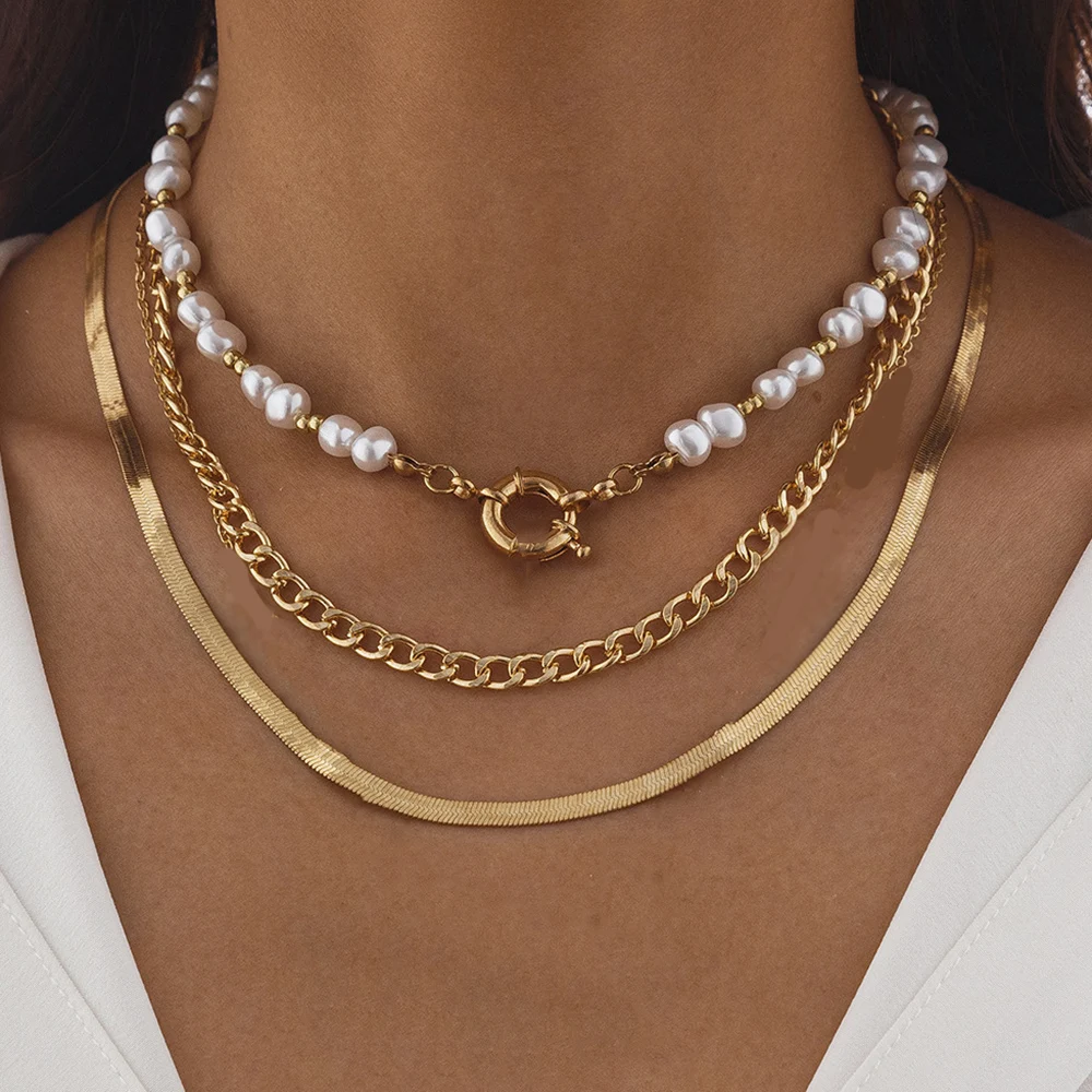 Elegant Irregular Pearl Multi-layer Necklace Heart Pendant Choker Necklace For Girls Jewelry Trend Vacation Wedding Gifts X0286 image 3
