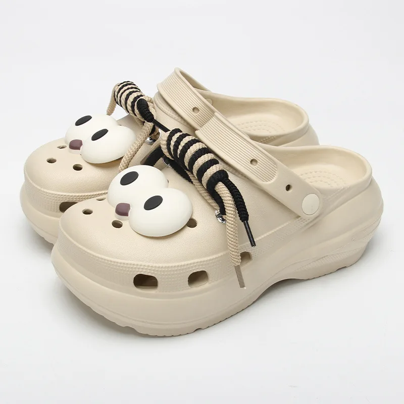 

2026, модные туфли с отверстиями-бабочками, женские туфли на мягкой подошве, увеличивающие рост и носить пляжные крутые тапочки