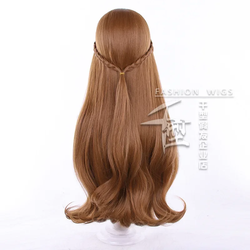 Anna Cosplay Wig Princess Braid Wigs Hair Long Brown Wave Cosplay Wig Halloween Heat Resistant Synthetic Wig Cap