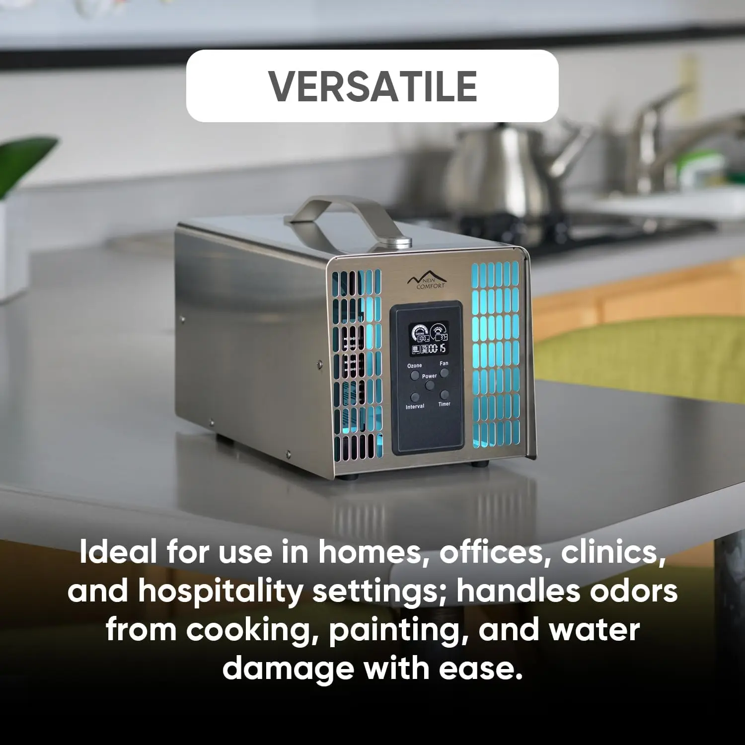 SS12000 Ozone Generator Purifier with Adjustable & Auto Shutdown Timer – Ozone Odor Removal for Large Spaces & Industrial Use –