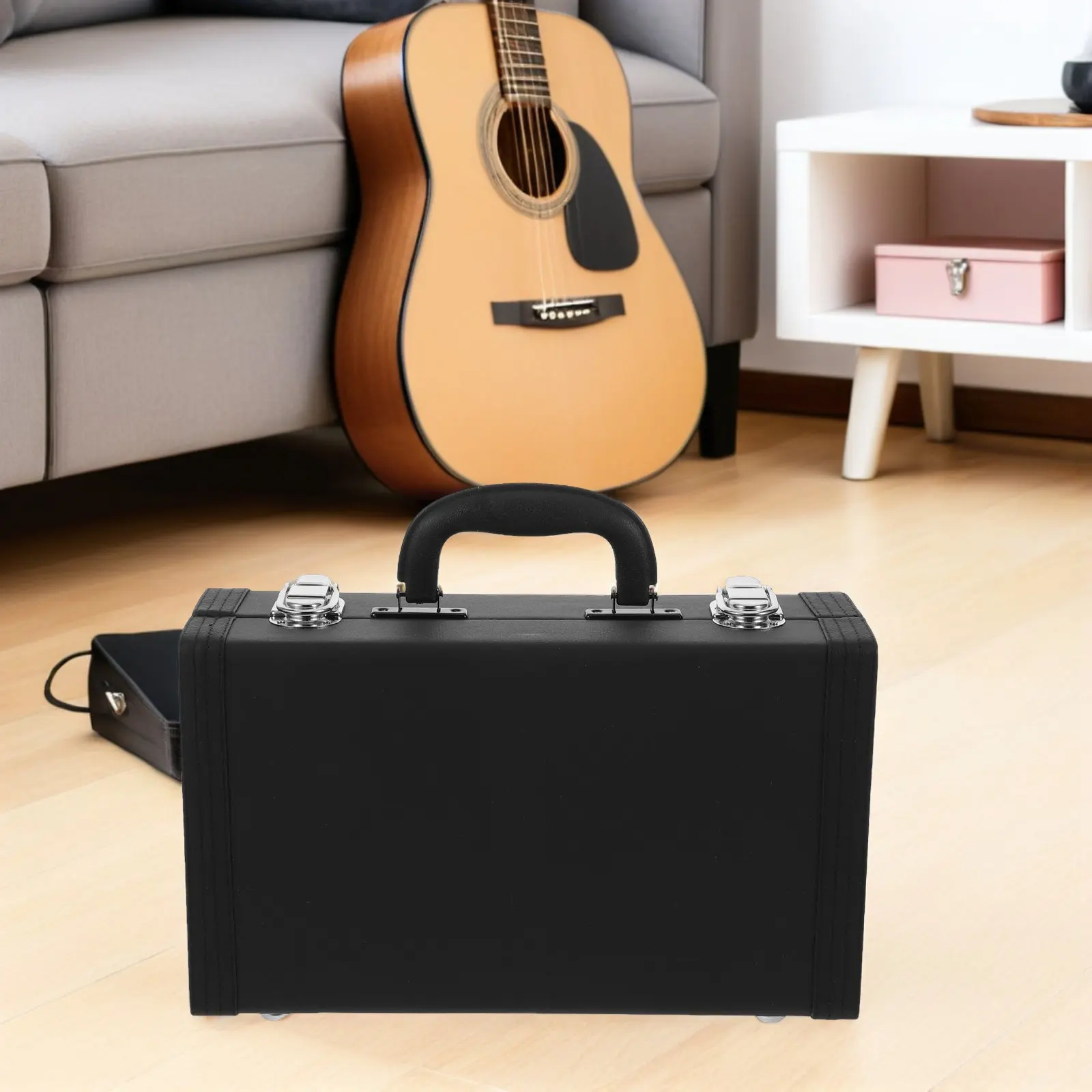 Waterproof Clarinet Case Anti Pressure PU Storage Box with Latch Lock Ergonomic Handle Lightweight Portable