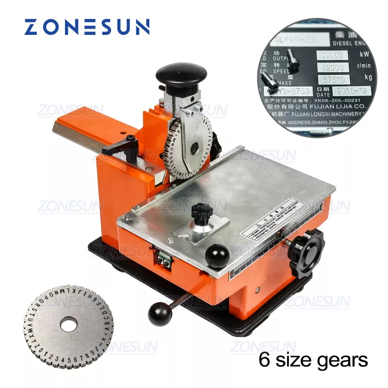 ZONESUN embossing machine ZX-360 Metal sheet manual steel  aluminum alloy name plate stamping machine label engrave tool