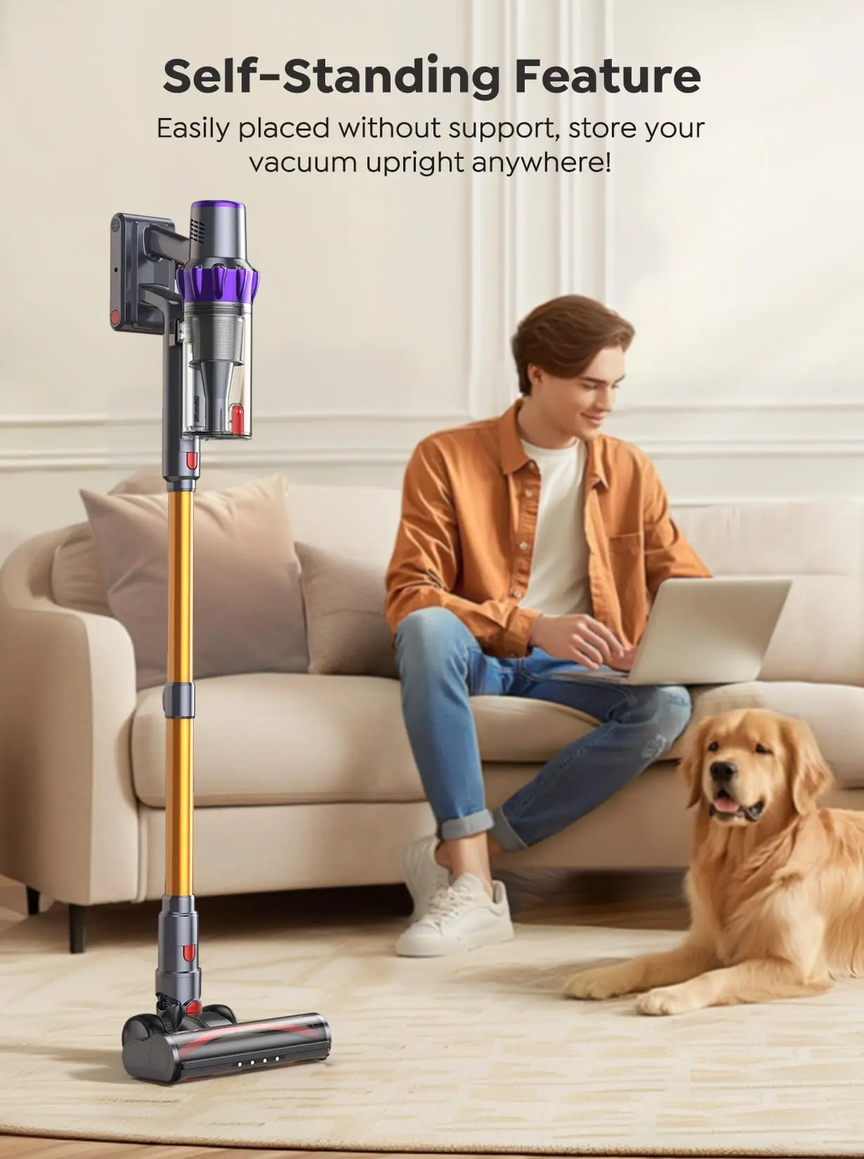 Buture VC80 500W 48000pa Suction Power Cordless Vacuum Cleaner Handheld  Wireless for Home Appliance 1.5L Dust Cup Removable Battery