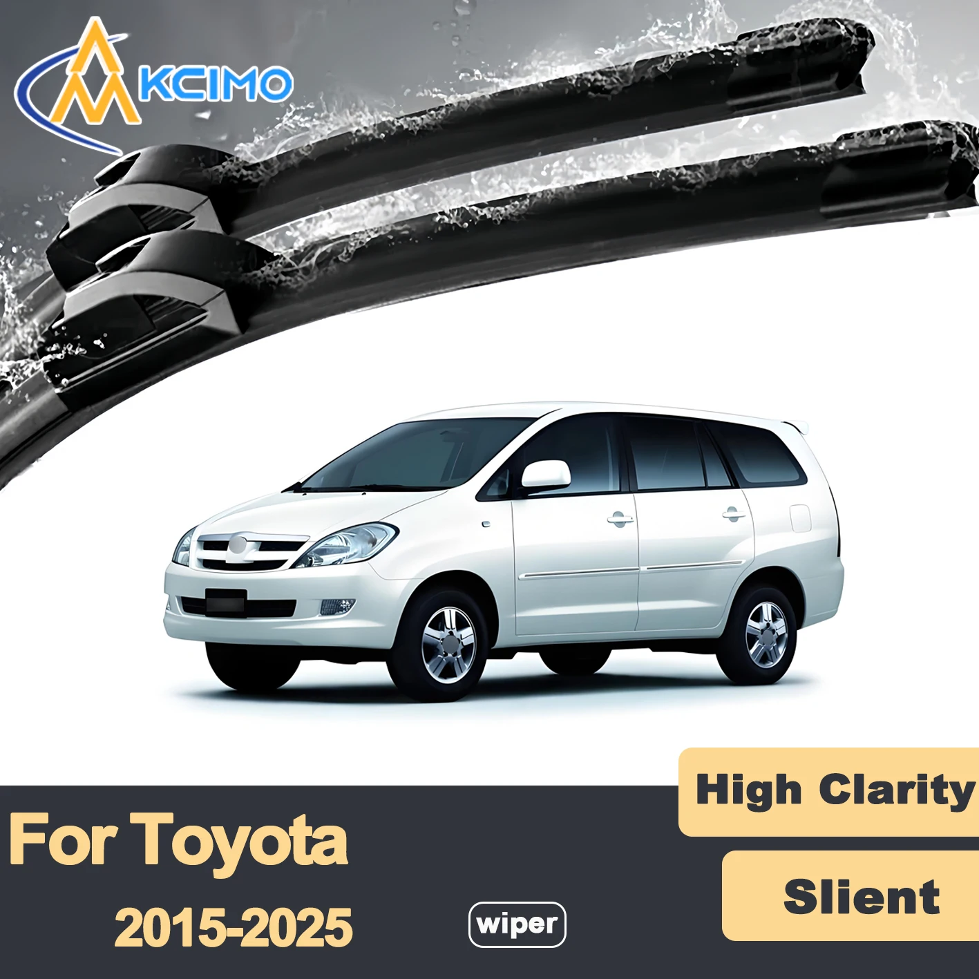 

Premium Rubber Durable Silent Windshield Wiper Blades 2pcs for Toyota Innova AN140 2015-2025 Kijang Front Wiper Blades Set