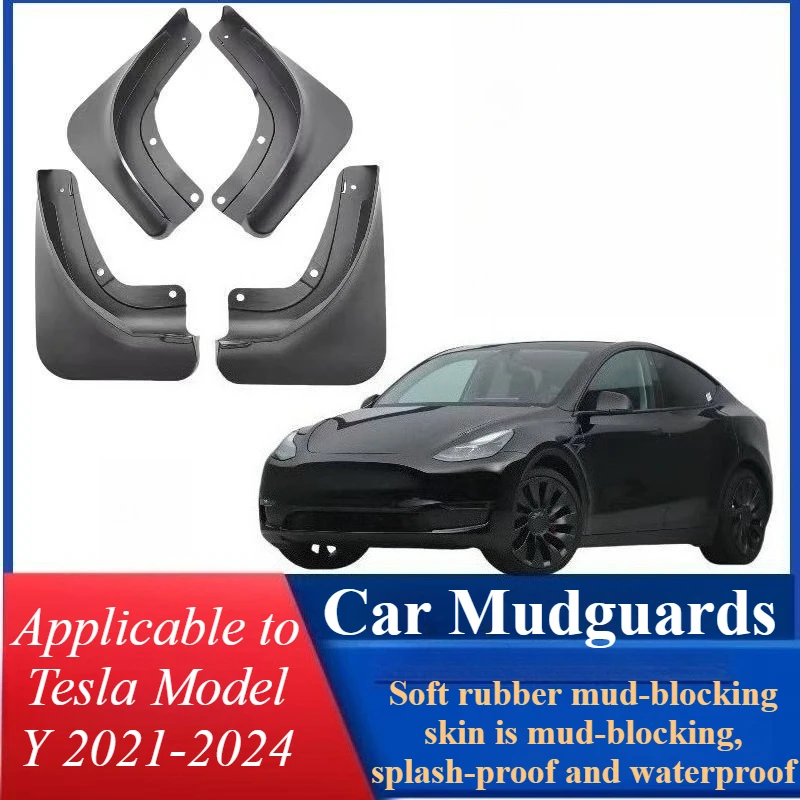 

For Tesla Model Y 2021-2024 Mud Flaps Splash Guards Flexible Rubber Mudguards Fender Protection Anti Splash Car Accessories Part