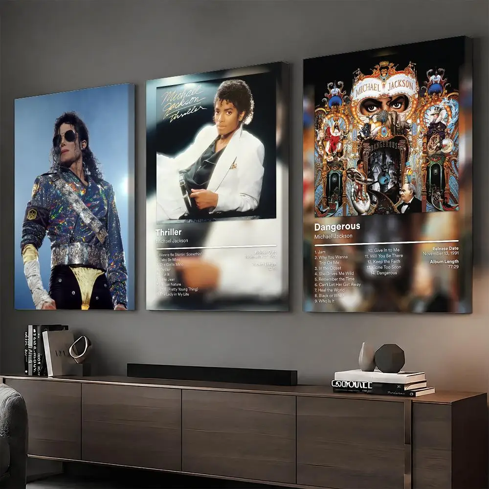 M-Michael Jackson Rapper Album Painting Calligraphy Modern Style Inner Frame Canvas Poster Bedroom Room Hallway Wall Art Decor