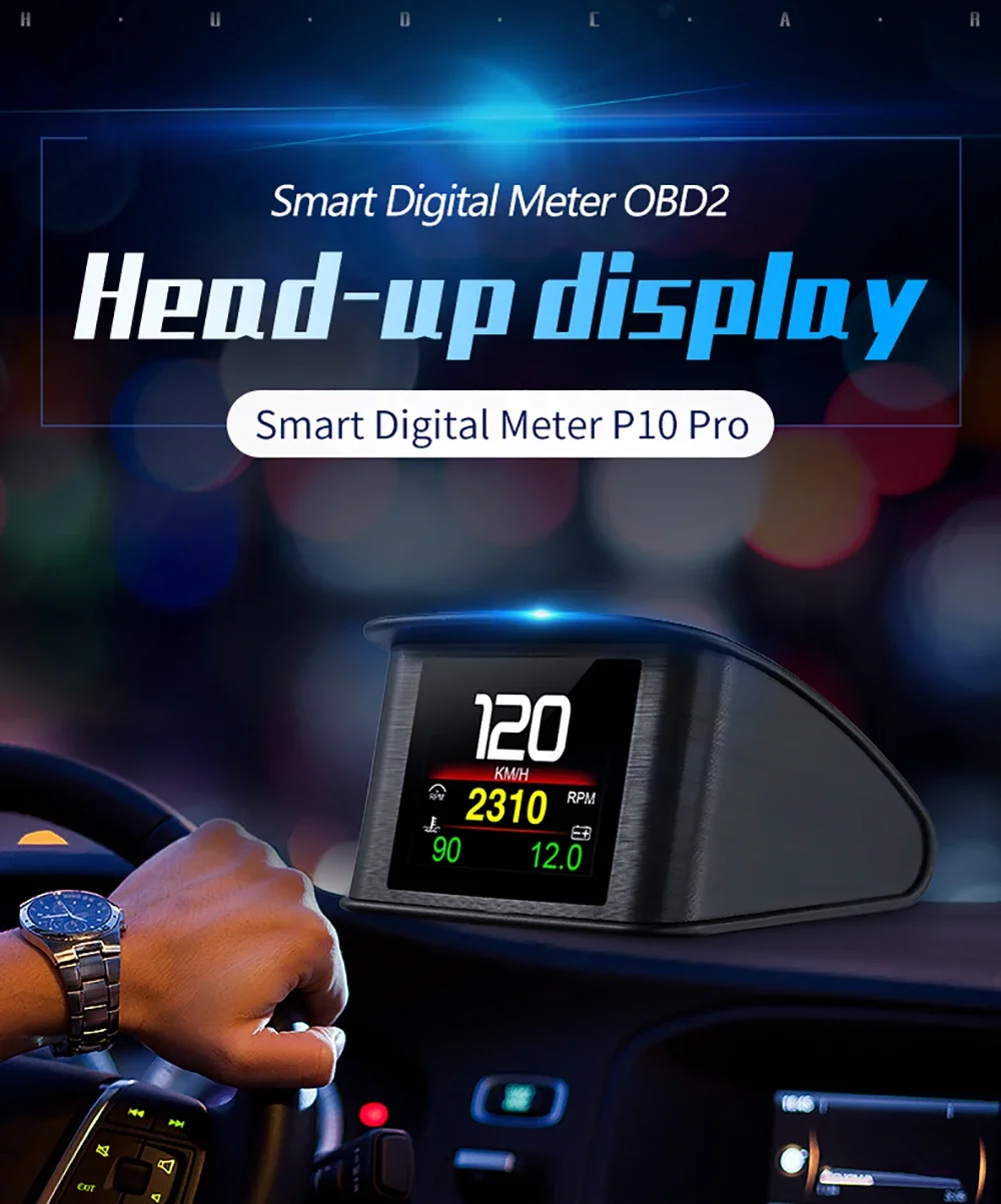 Neues OBD2 - P10 Pro Auto-LCD-Messgerät Smart Auto Digital Head Up Display mit 12 Hauptfunktionen Alnrm-System für Auto – Detail 3