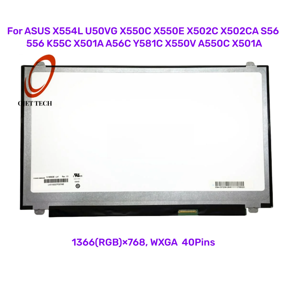 

15.6 lcd matrix For ASUS X554L U50VG X550C X550E X502C X502CA S56 556 K55C X501A A56C Y581C X550V A550C X501A slim screen 40pin