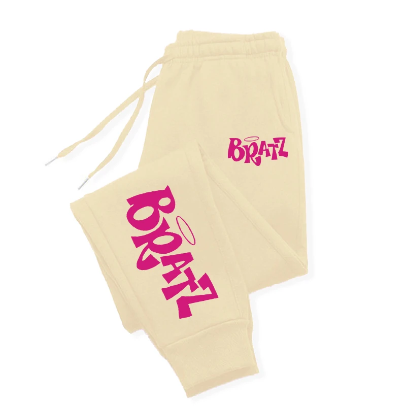 Bratz Pink Letter Print Casual Versatile Women Pants Fashion Trendy Hip Hop Trousers With Drawstring Pockets Sweatpants Female