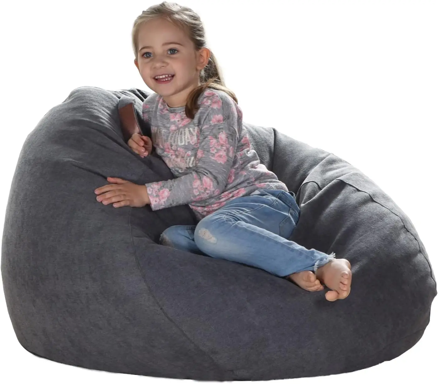 

Soft Toy Storage Bean Bag Cover Large Size Foldable Kids Room Organizer Dark Grey
