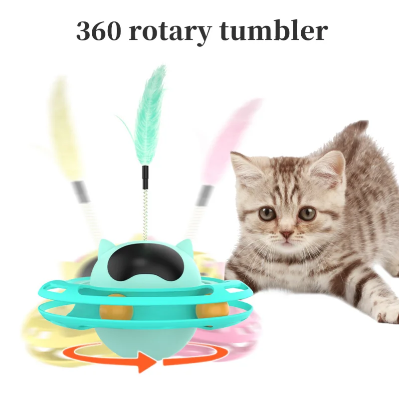 Cat Teaser Stick 360 Degrees Tumbler Turntable Relieve Boredom Puzzle Toys Ufo Cat Self Hi Cat Stick Cat Toy Supplies