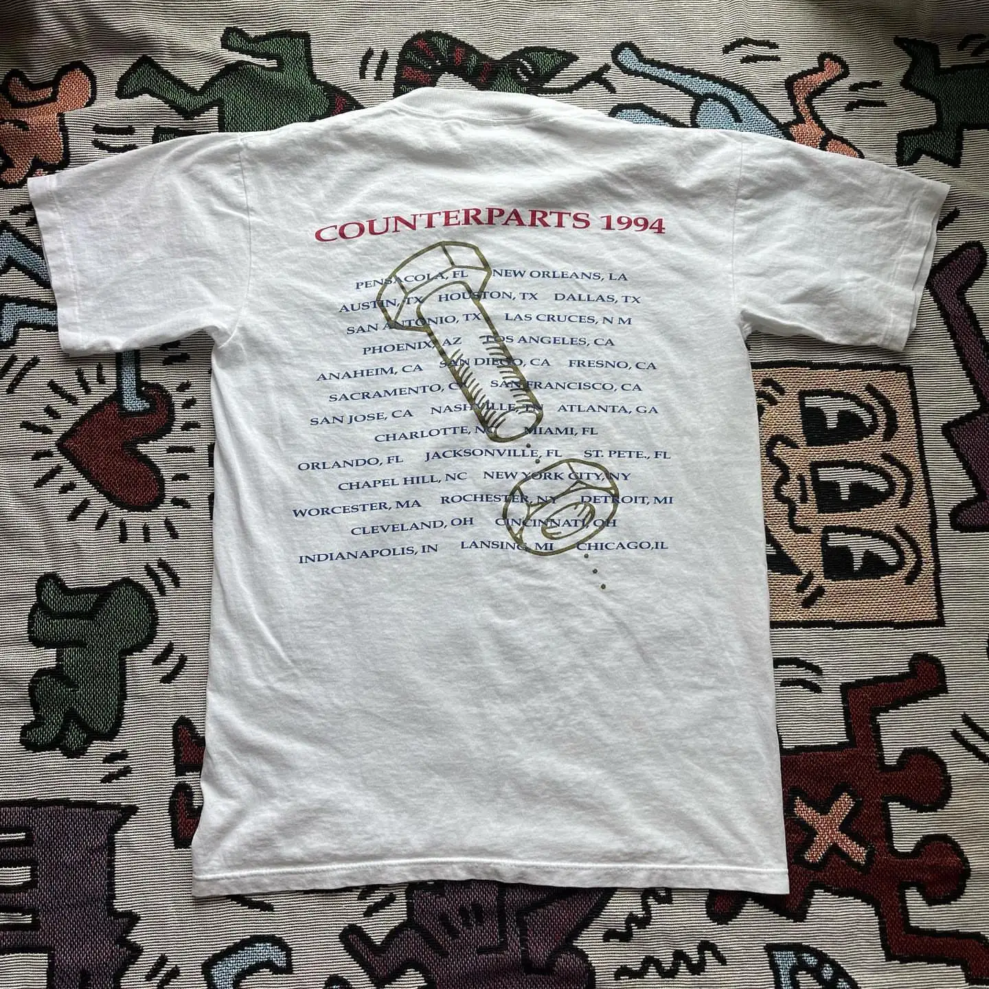 Rock Band Short Sleeve T-Shirt American Street Bible Theme Draft Style Cotton Breathable round Neck Men's Women's T-Shirt