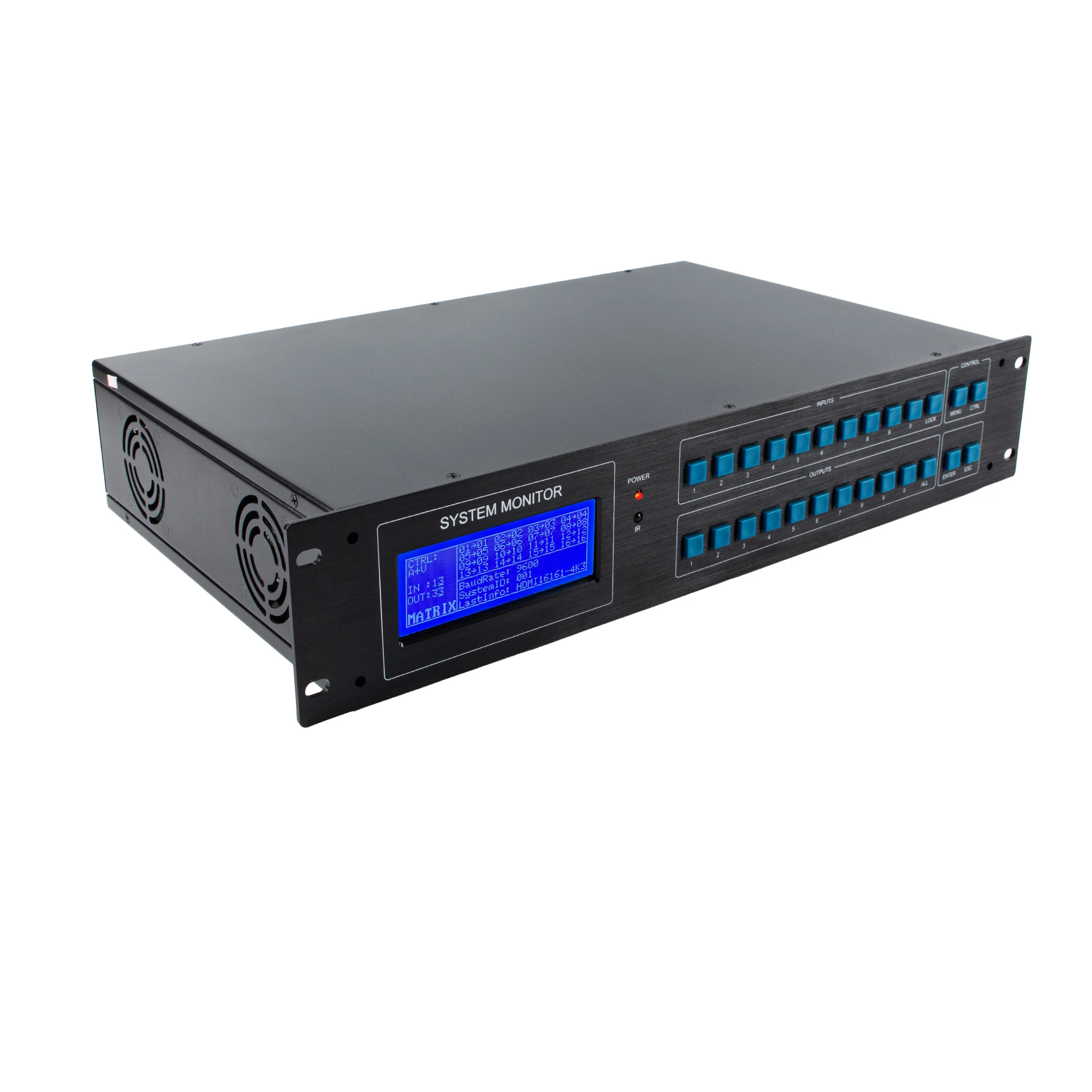 HDMI Matrix Switch 16x16, Video Splitter Support Rack Mount, Ultra HD 4K30Hz,RS232&LAN Port & IR Remote Control, HDCP1.4