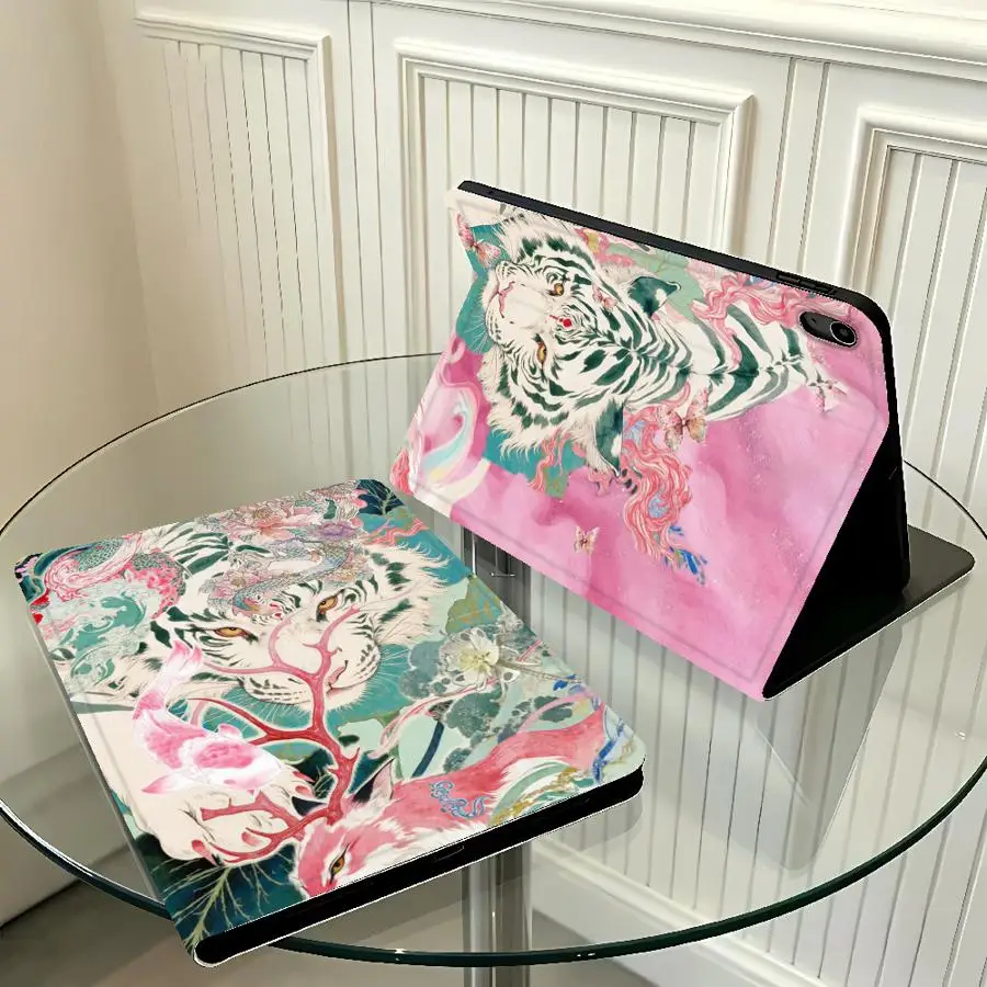 Pink Beast Texture With Pencil Holder Case for Apple iPad Air 11 13 M4 M3 M2 A16 2026 Pro11 13 10th 7/8/9th Air 4/5/6th