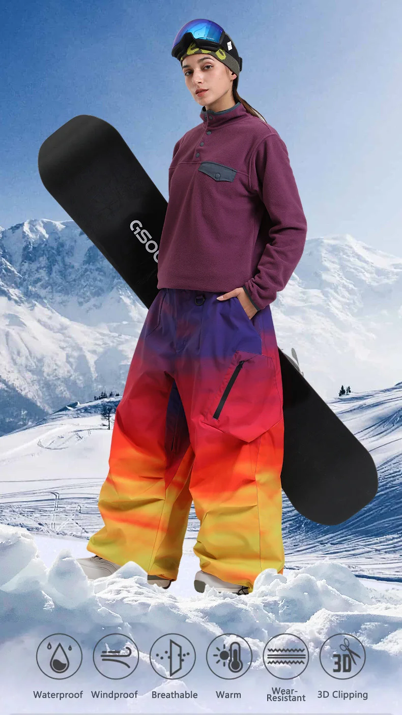 Gsou Snow Herren- und Damen-Snowboardhose, wasserdichte, winddichte Skihose, Thermo-Winter-Arbeitskleidung, lockere Passform, Outdoor-Sportbekleidung – Detail 2