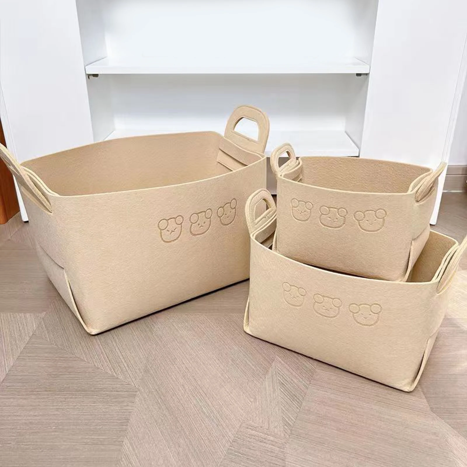 Foldable Felt Storage Baskets Laundry Basket Desktop Sundries Underwear Toy Storage Box Organizer for Living Room Bathroom