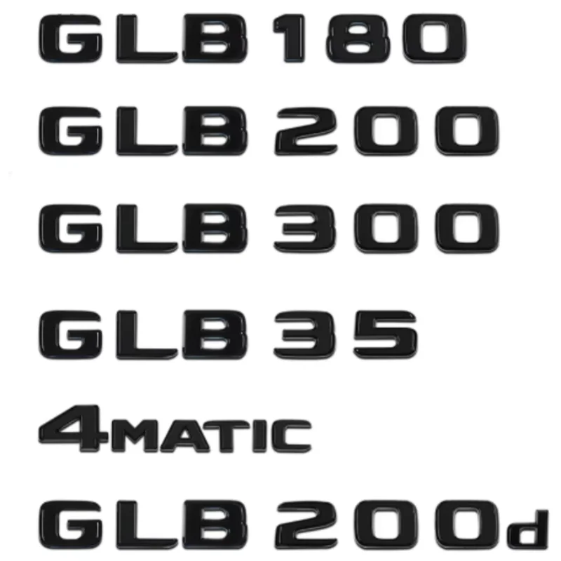 

Car 3D ABS Trunk Letters Logo Badge Emblem Decals Sticker For Mercedes Benz GLB35 GLB180 GLB200 GLB200d GLB300 X247 4Matic