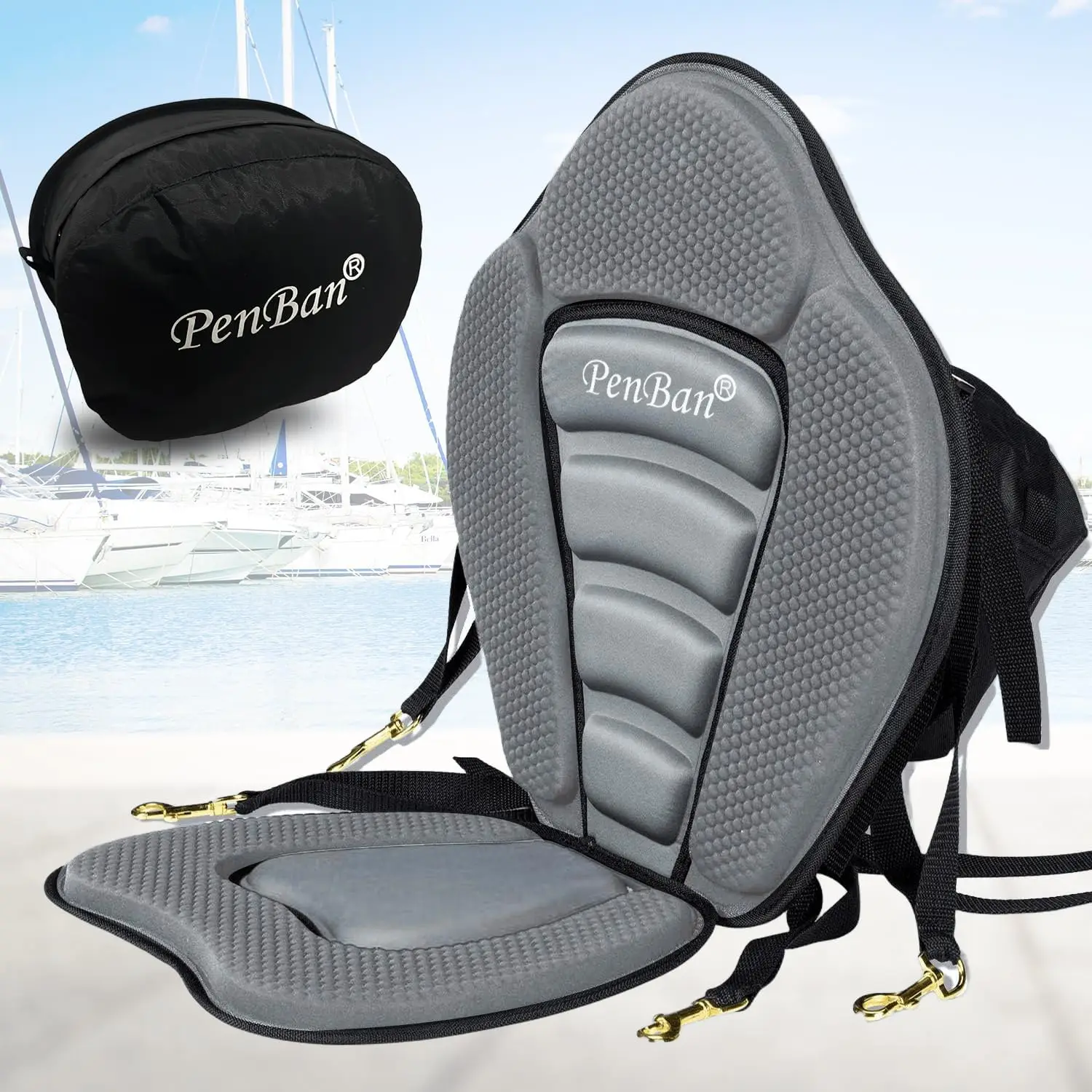 

Universal Deluxe Kayak Seat Cushion with Storage Bag for Kayak,Padded Boat,SUP,Canoe,Fishing Boat,Seats with 4 Adjustable Straps