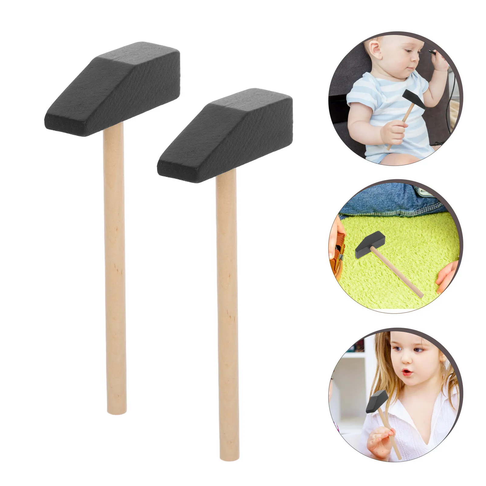 

5Pcs Mini Wooden Safe Solid Wood Mallet Set for Birthday Party Creative Learning Supplies Mini Hammer