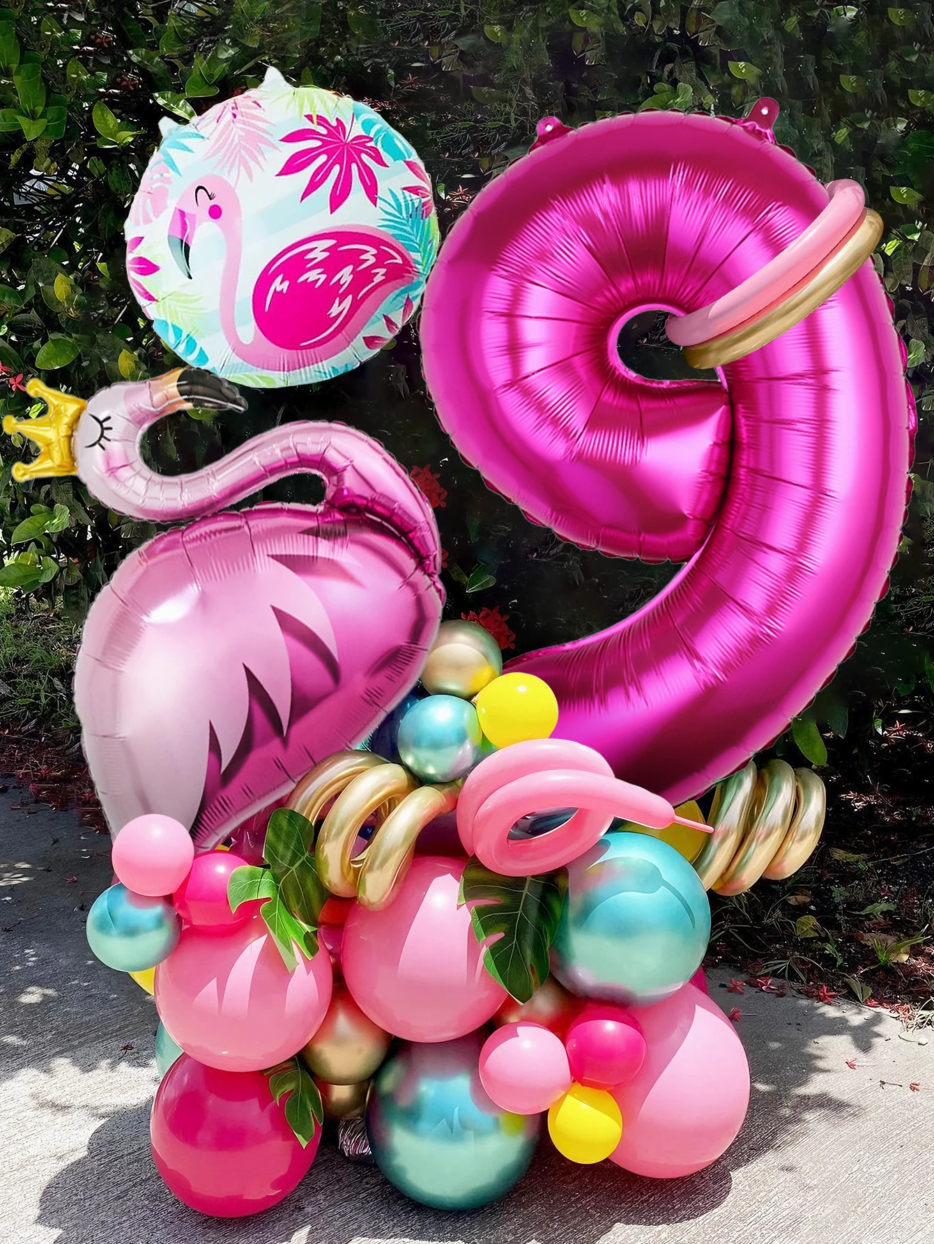 50 ballons d'anniversaire à thème flamant rose tropical — Parfaits pour les fêtes sur le thème des flamants roses, les décorations d'anniversaire et les fêtes hawaïennes.