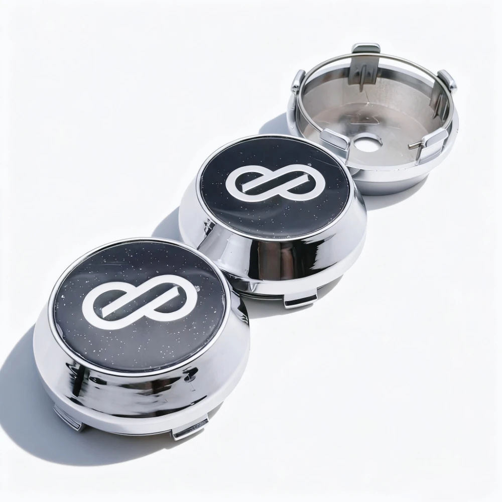 4 Uds. Tapas centrales de rueda de coche con emblema de logotipo ENKEI negro plateado, 60MM 56MM, tapacubos de llanta de tapa alta, cubierta antipolvo, accesorios para coche