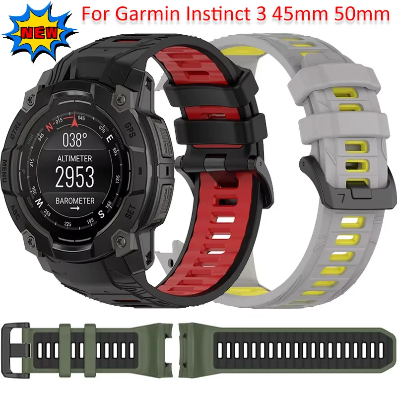 Original Silicone Strap for Garmin Instinct 3 SOLAR 45mm 50mm  Bracelet Wristband Garmin 3 50/45mm Crossover AMOLED