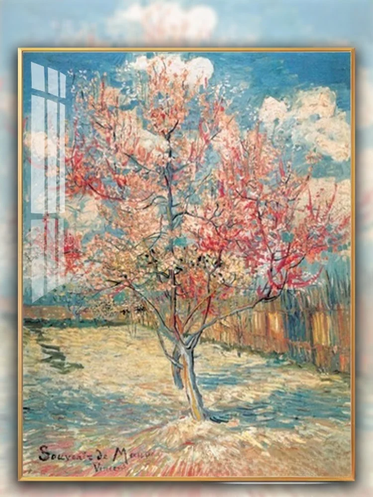 

Набор для вышивания крестиком: персиковое дерево, современный простой стиль, хлопковая ткань, декоративное изделие для гостиной и спальни, DIY-набор