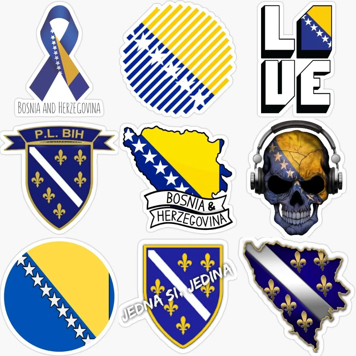 

Bosnia and Herzegovina Flag Map Emblem Creative PVC Accessories Stickers for Decorate Wall Car Truck Helmet Camper Bumper
