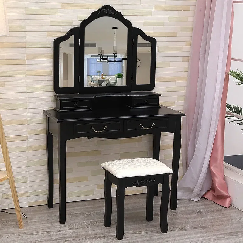 for Dresser Rattan Flip Cover American Country Solid Wood Antique Small Family Hotel Resort Makeup Vanity Table Bedroom
