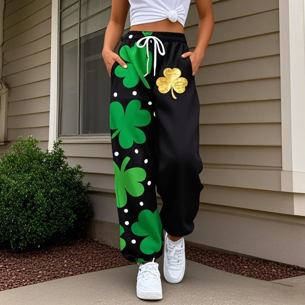 Festival Pants Women St Patricks Day Party Novelty Holiday Trousers With Drawstring Pockets Big Tall Bottom Daily Life Popular