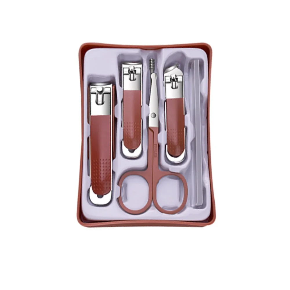 مجموعة مقصات أظافر من الفولاذ المقاوم للصدأ مكونة من 6 قطع للنساء والرجال، مجموعة أدوات العناية المحمولة الاحترافية مع حافظة للاستخدام المنزلي أو الصالون