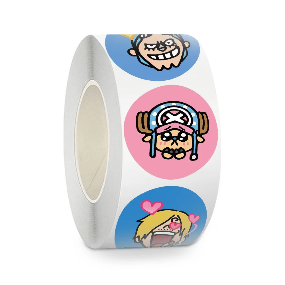 

500pcs/roll Anime ONE PIECE Sealing Stickers Cute Luffy Zoro Cartoon Kid Decals Toy Water Bottle Phone Diary Reward Sticker Gift