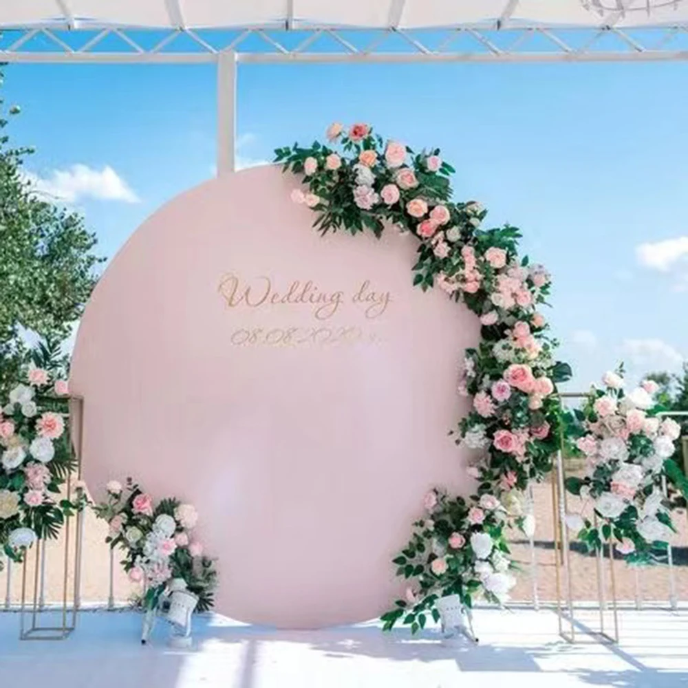 

BD-W330-Pink velvet round wall backdrop stand wedding event stage floral arch Baby Shower swag backdrop decoration